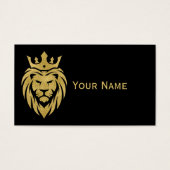 Lion met kroon - gouden stijl 3 visitekaartje (Voorkant)
