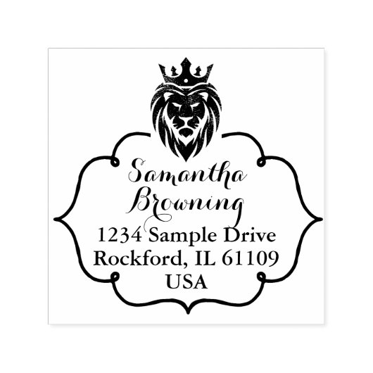 Lion met kroon - gouden stijl 3  zelfinktende stempel (Design)