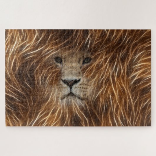 Lion met lange haar die je kijkt legpuzzel (Horizontaal)