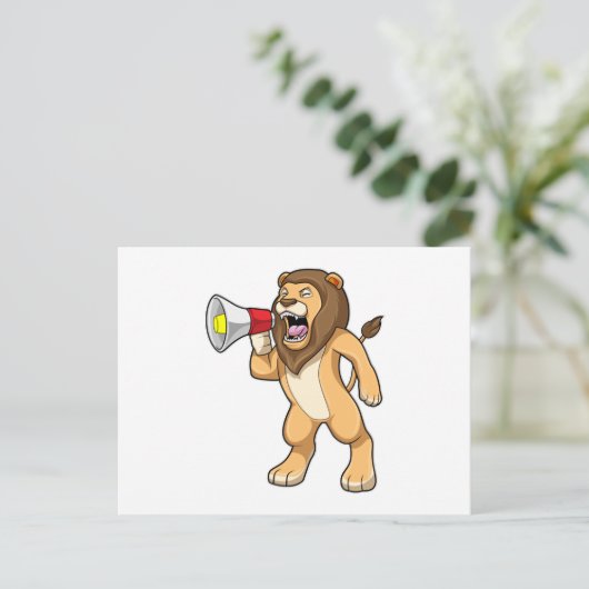 Lion met microfoon briefkaart (Staand voorkant)