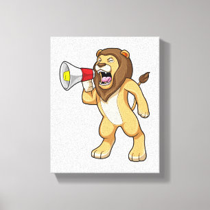 Lion met microfoon canvas afdruk