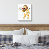 Lion met microfoon canvas afdruk (Insitu (Slaapkamer))