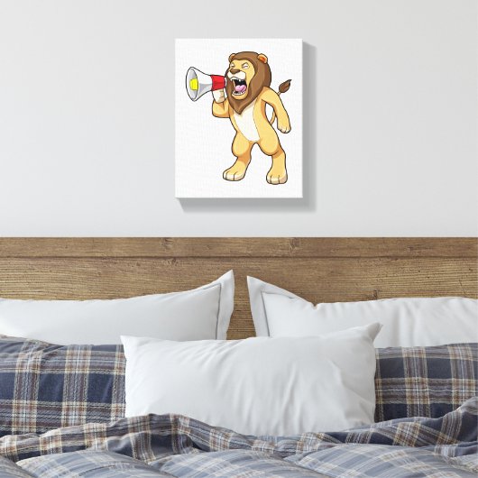Lion met microfoon canvas afdruk (Insitu (Slaapkamer))