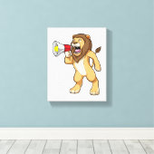 Lion met microfoon canvas afdruk (Insitu (Houten vloer))