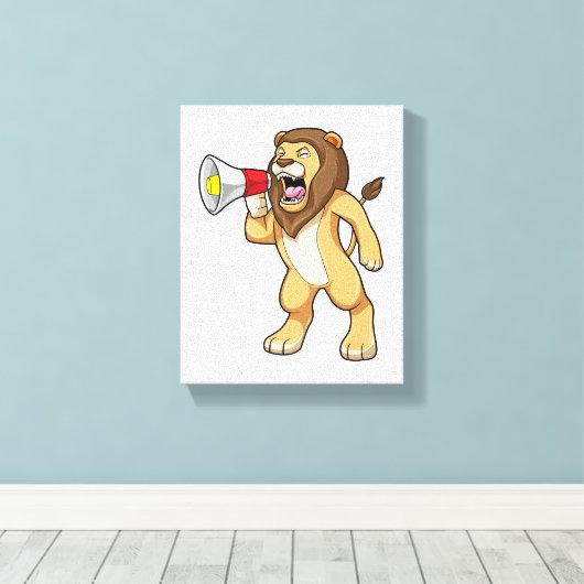 Lion met microfoon canvas afdruk (Insitu (Houten vloer))
