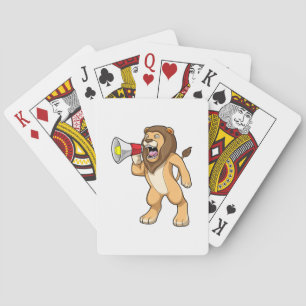 Lion met microfoon pokerkaarten