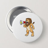 Lion met microfoon ronde button 7,6 cm (Voorkant /achterkant)