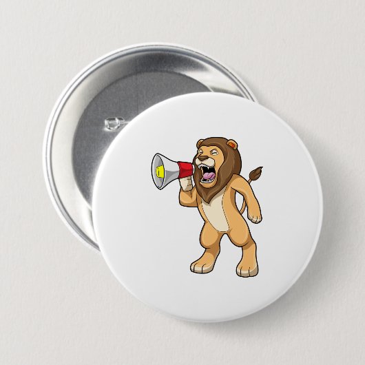 Lion met microfoon ronde button 7,6 cm (Voorkant /achterkant)