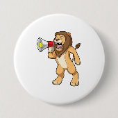 Lion met microfoon ronde button 7,6 cm (Voorkant)