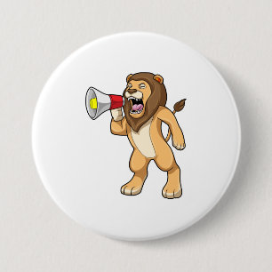 Lion met microfoon ronde button 7,6 cm