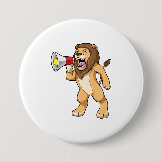 Lion met microfoon ronde button 7,6 cm (Voorkant)
