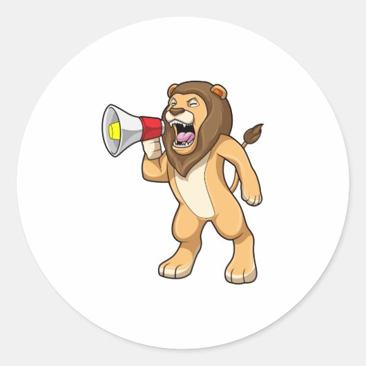 Lion met microfoon ronde sticker (Voorkant)