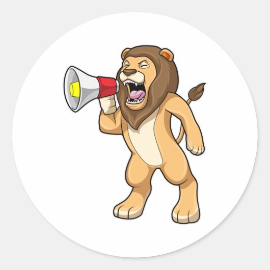 Lion met microfoon ronde sticker (Voorkant)