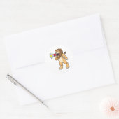 Lion met microfoon ronde sticker (Envelop)