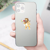 Lion met microfoon sticker (Telefoon)