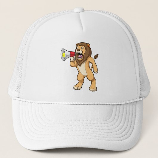 Lion met microfoon trucker pet (Voorkant)