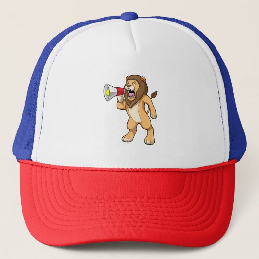 Lion met microfoon trucker pet (Voorkant)