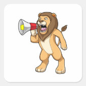 Lion met microfoon vierkante sticker (Voorkant)