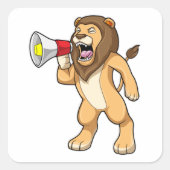 Lion met microfoon vierkante sticker (Voorkant)