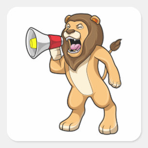 Lion met microfoon vierkante sticker