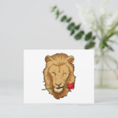 Lion met Roos Briefkaart (Staand voorkant)