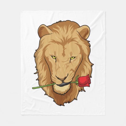 Lion met Roos Fleece Deken (Voorkant)