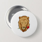 Lion met Roos Ronde Button 7,6 Cm (Voorkant /achterkant)