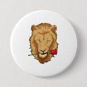 Lion met Roos Ronde Button 7,6 Cm (Voorkant)