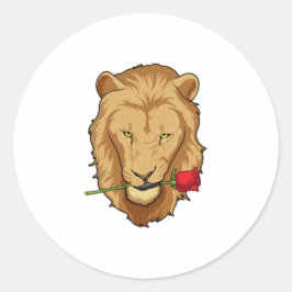 Lion met Roos Ronde Sticker