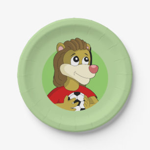 Lion met voetbal cartoon bord
