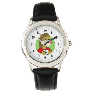 Lion met voetbal cartoon watch horloge