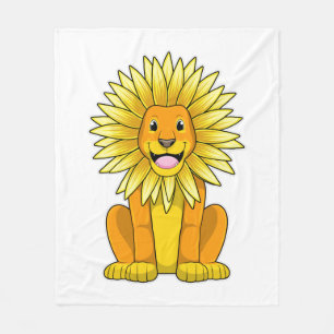 Lion met zonnebloempitten fleece deken
