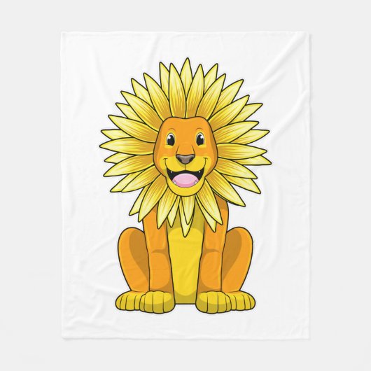 Lion met zonnebloempitten fleece deken (Voorkant)