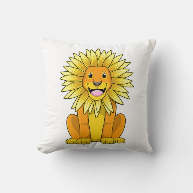 Lion met zonnebloempitten kussen (Voorkant)