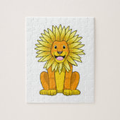 Lion met zonnebloempitten legpuzzel (Verticaal)