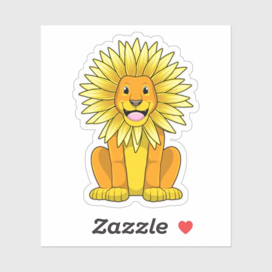 Lion met zonnebloempitten sticker (Vel)