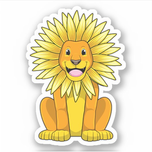Lion met zonnebloempitten sticker (Voorkant)