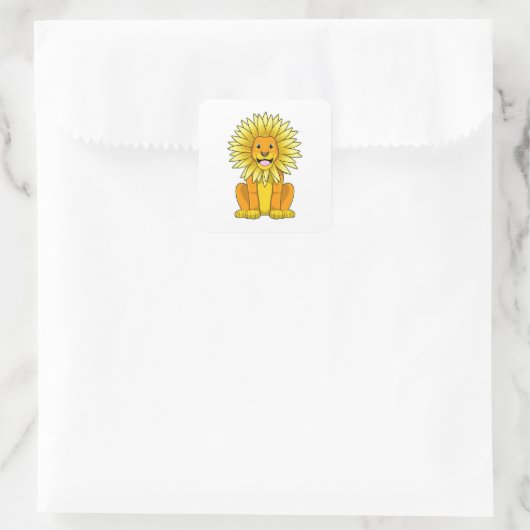 Lion met zonnebloempitten vierkante sticker (Tas)
