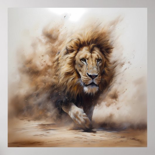 Lion Modern Blowing Sands Safari Oerwoud Poster (Voorkant)