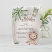 Lion Monkey Tropical Palm Tree Safari Baby shower Kaart (Staand voorkant)