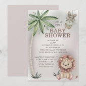 Lion Monkey Tropical Palm Tree Safari Baby shower Kaart (Voorkant / Achterkant)