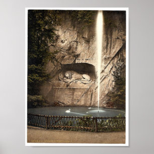 Lion Monument en fontein, Lucerne, Zwitserland Poster