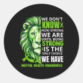 Lion Motivatie Green Ribbon Mental Health Aware Ronde Sticker (Voorkant)