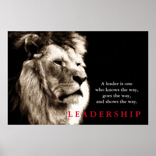 Lion Motivatie Leadership Quote Poster (Voorkant)