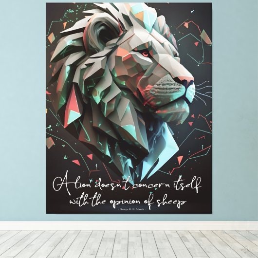 Lion Motivation Quote Canvas Afdruk (Insitu (Houten vloer))