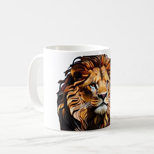 Lion Mozaïek Glas in lood Mok Ontwerp (Voorkant links)