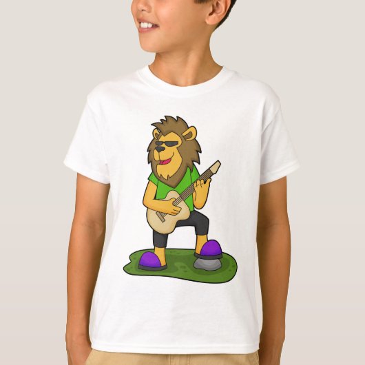 Lion Musician Guitar Music T-shirt (Voorkant)