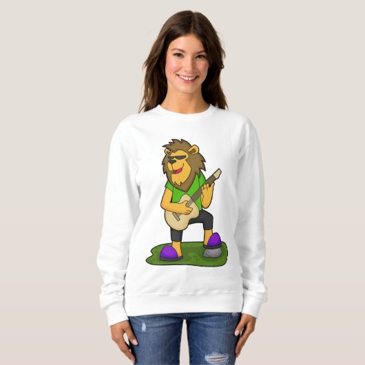 Lion Musician Guitar Music Trui (Voorkant volledig)