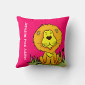 Lion name 2e verjaardag, felroze kussen (Achterkant)