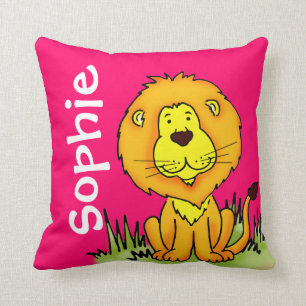 Lion name 2e verjaardag, felroze kussen